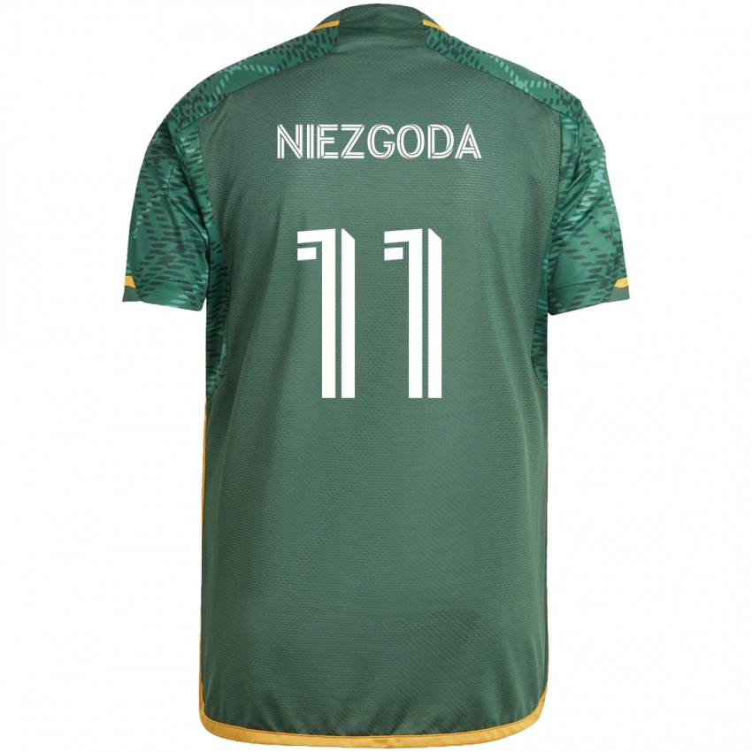 Niño Camiseta Jaroslaw Niezgoda #11 Verde Naranja 1ª Equipación 2024/25 La Camisa Chile