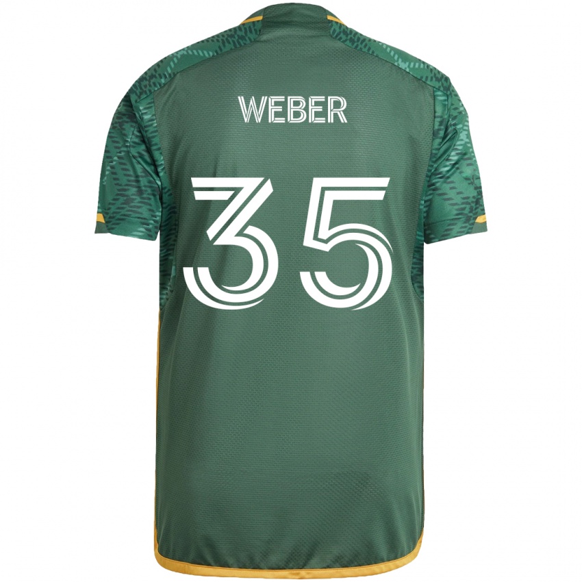 Niño Camiseta Tristan Weber #35 Verde Naranja 1ª Equipación 2024/25 La Camisa Chile