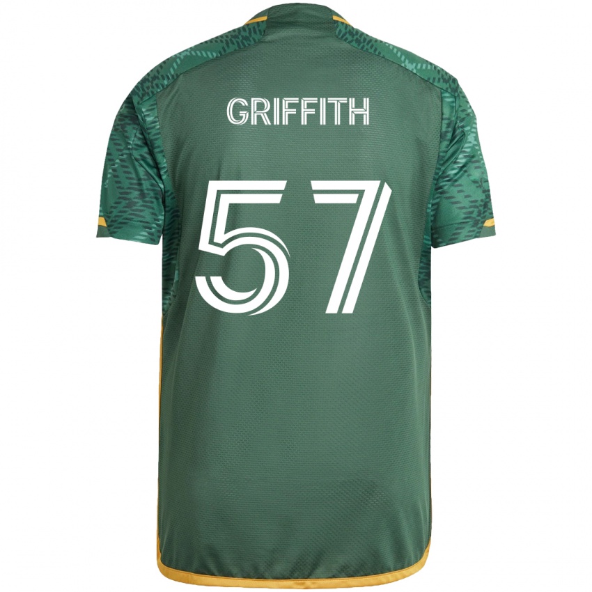 Niño Camiseta Víctor Griffith #57 Verde Naranja 1ª Equipación 2024/25 La Camisa Chile