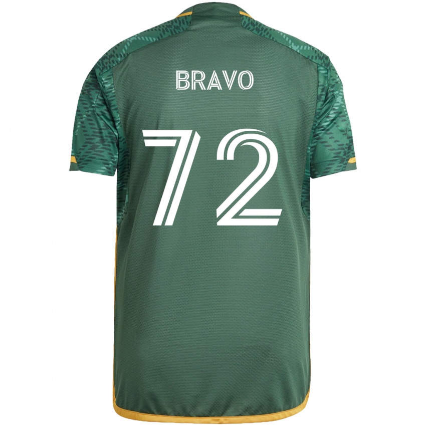 Niño Camiseta Julian Bravo #72 Verde Naranja 1ª Equipación 2024/25 La Camisa Chile