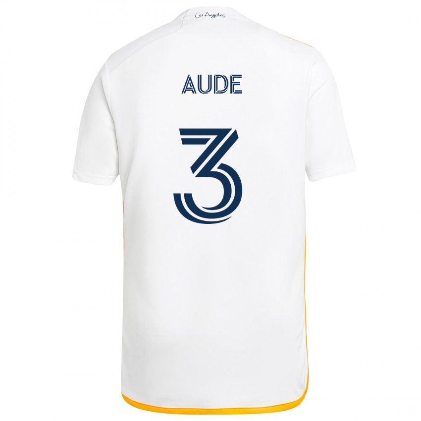 Niño Camiseta Julián Aude #3 Blanco Amarillo 1ª Equipación 2024/25 La Camisa Chile