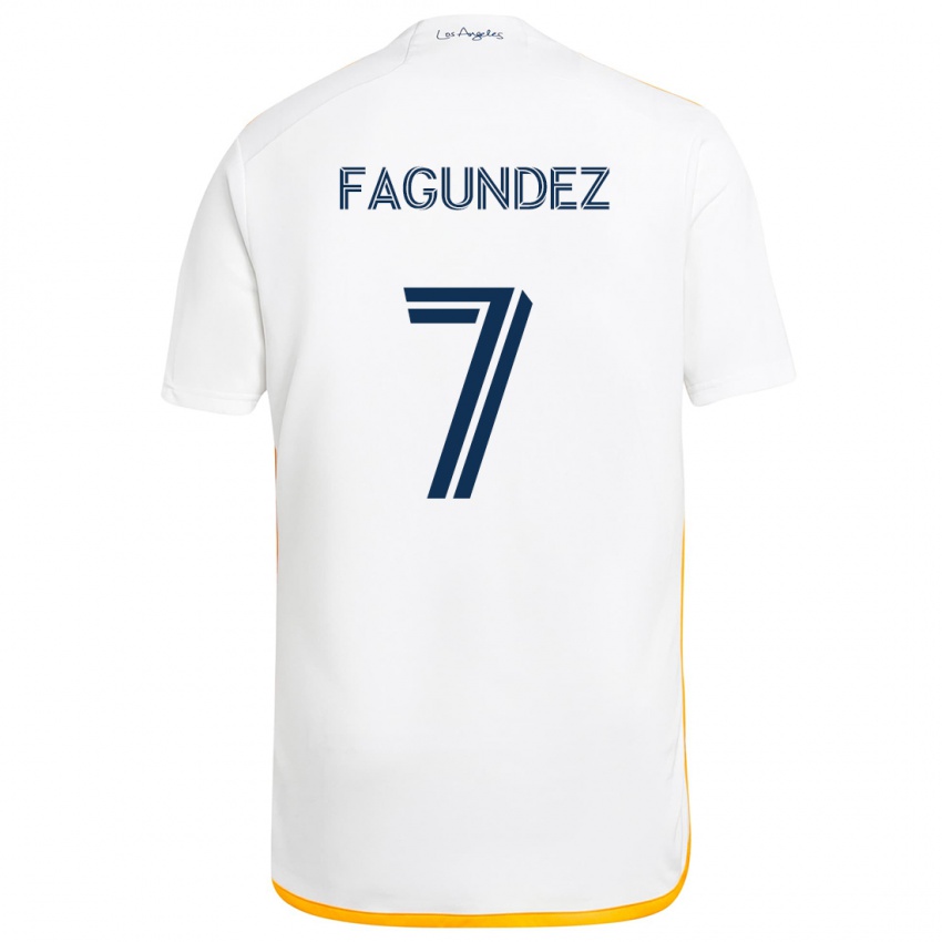 Niño Camiseta Diego Fagúndez #7 Blanco Amarillo 1ª Equipación 2024/25 La Camisa Chile