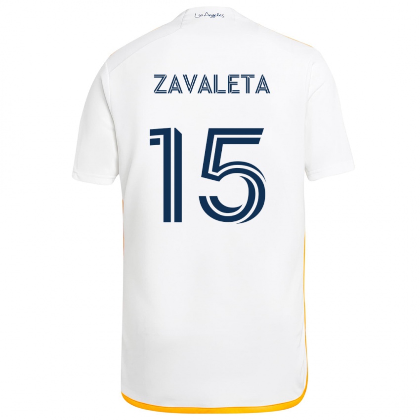 Niño Camiseta Eriq Zavaleta #15 Blanco Amarillo 1ª Equipación 2024/25 La Camisa Chile