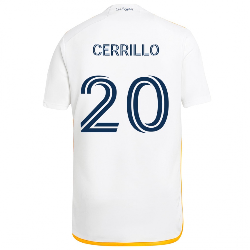 Niño Camiseta Edwin Cerrillo #20 Blanco Amarillo 1ª Equipación 2024/25 La Camisa Chile