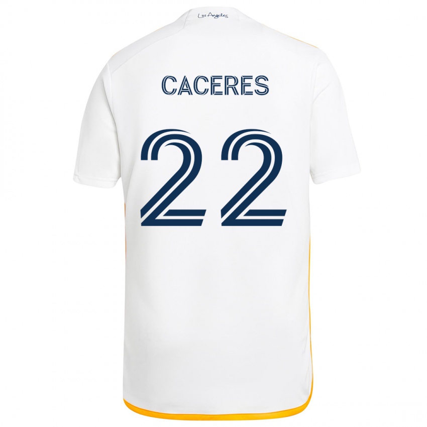 Niño Camiseta Martín Cáceres #22 Blanco Amarillo 1ª Equipación 2024/25 La Camisa Chile