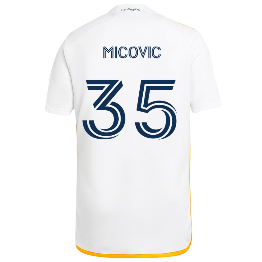 Niño Camiseta Novak Micovic #35 Blanco Amarillo 1ª Equipación 2024/25 La Camisa Chile