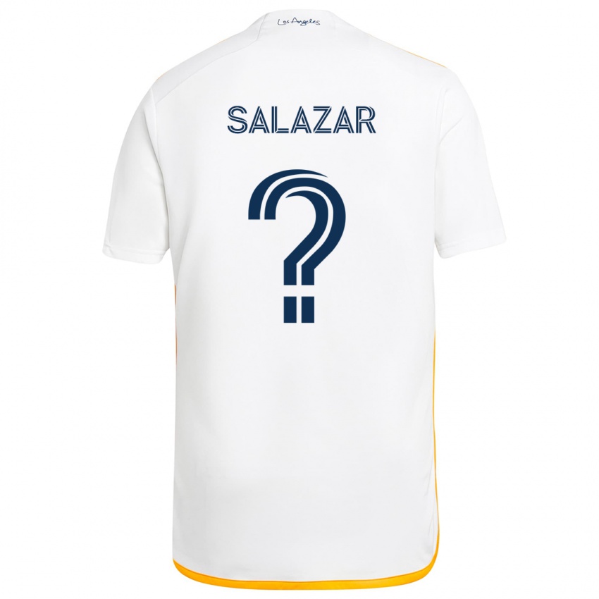 Niño Camiseta Enrique Salazar #0 Blanco Amarillo 1ª Equipación 2024/25 La Camisa Chile