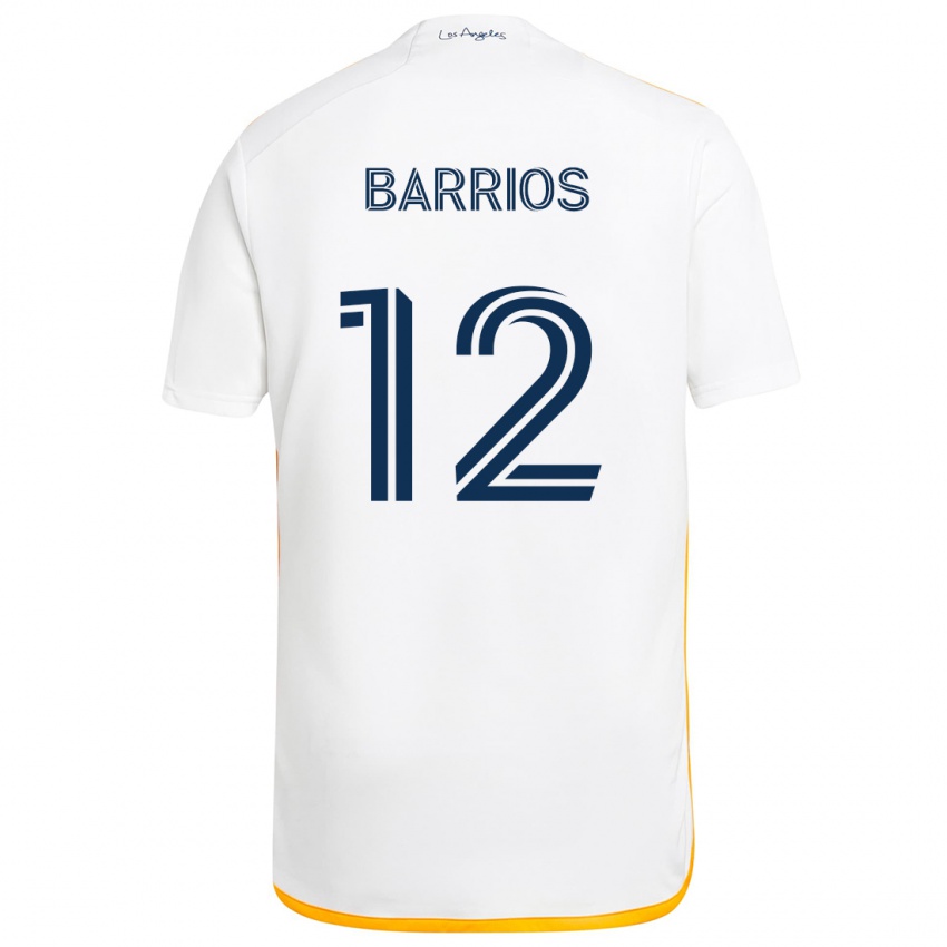 Niño Camiseta Michael Barrios #12 Blanco Amarillo 1ª Equipación 2024/25 La Camisa Chile