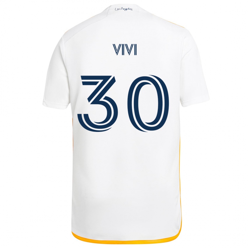 Niño Camiseta Gino Vivi #30 Blanco Amarillo 1ª Equipación 2024/25 La Camisa Chile