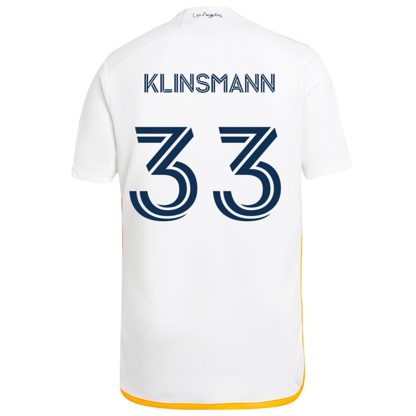 Niño Camiseta Jonathan Klinsmann #33 Blanco Amarillo 1ª Equipación 2024/25 La Camisa Chile