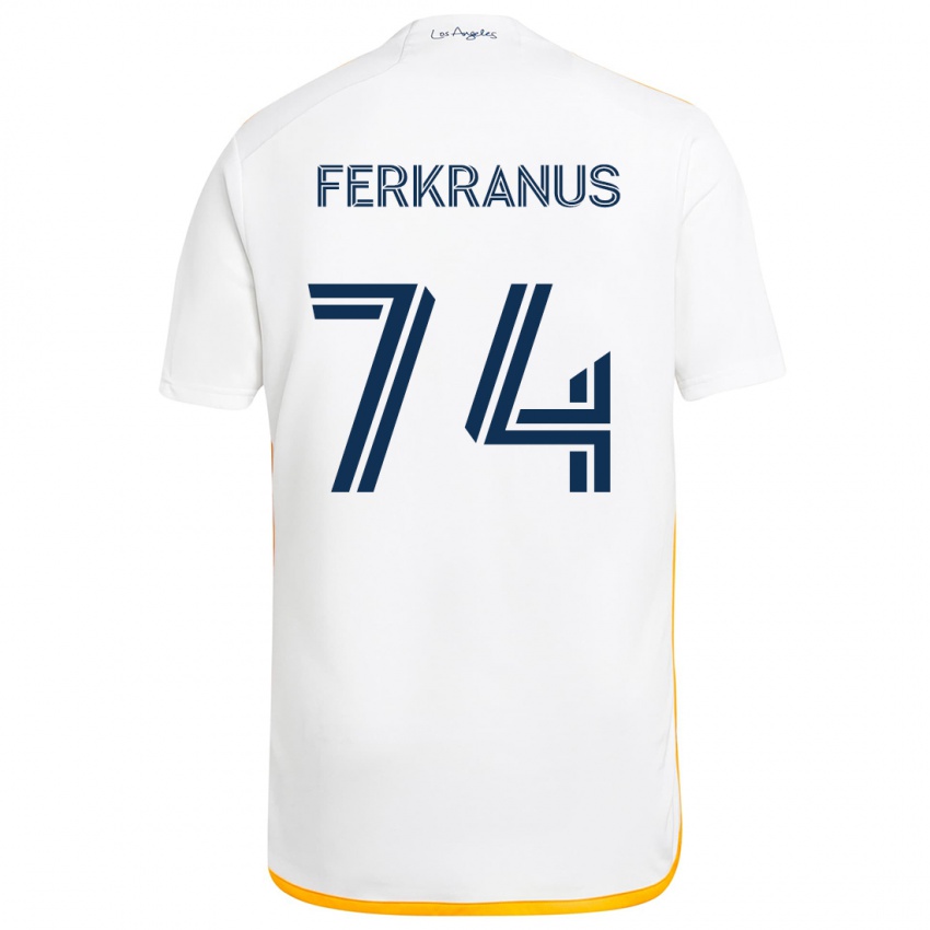 Niño Camiseta Marcus Ferkranus #74 Blanco Amarillo 1ª Equipación 2024/25 La Camisa Chile