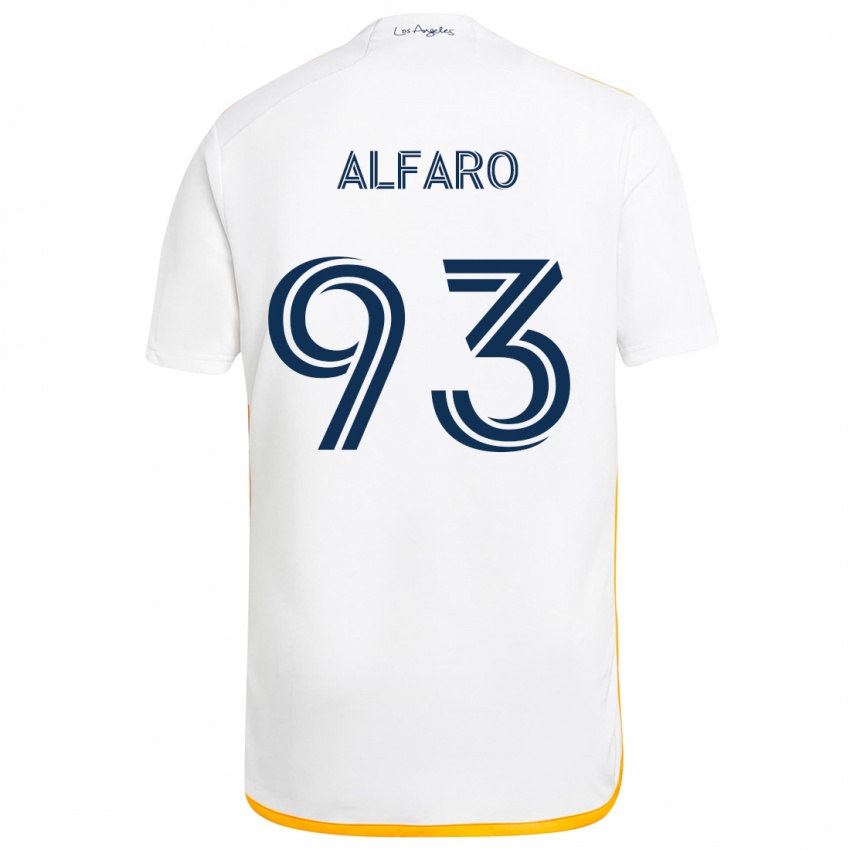 Niño Camiseta Tony Alfaro #93 Blanco Amarillo 1ª Equipación 2024/25 La Camisa Chile