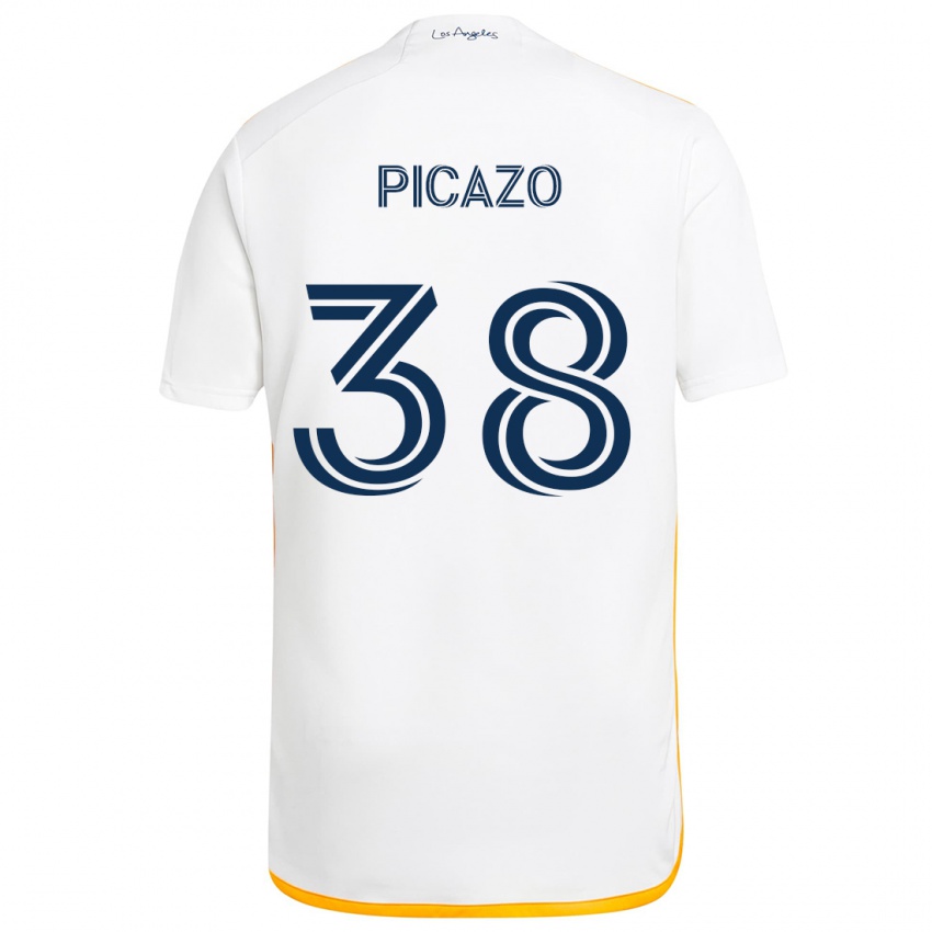 Niño Camiseta Axel Picazo #38 Blanco Amarillo 1ª Equipación 2024/25 La Camisa Chile