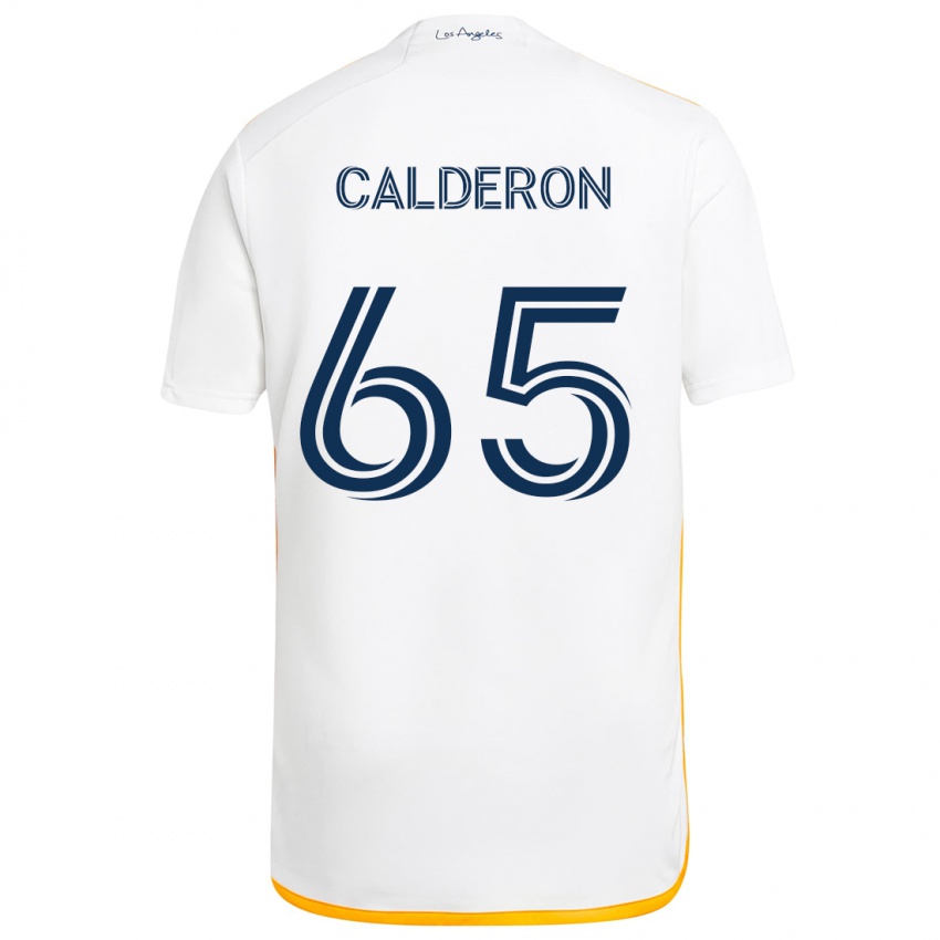 Niño Camiseta Juan Calderón #65 Blanco Amarillo 1ª Equipación 2024/25 La Camisa Chile