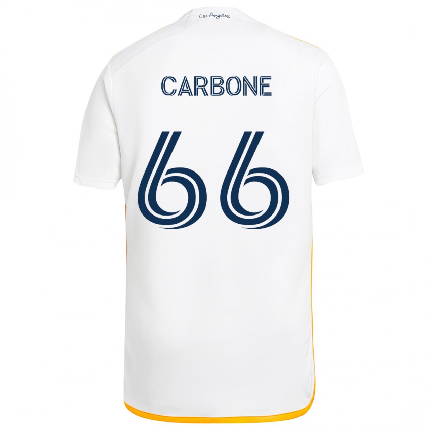 Niño Camiseta Matteo Carbone #66 Blanco Amarillo 1ª Equipación 2024/25 La Camisa Chile