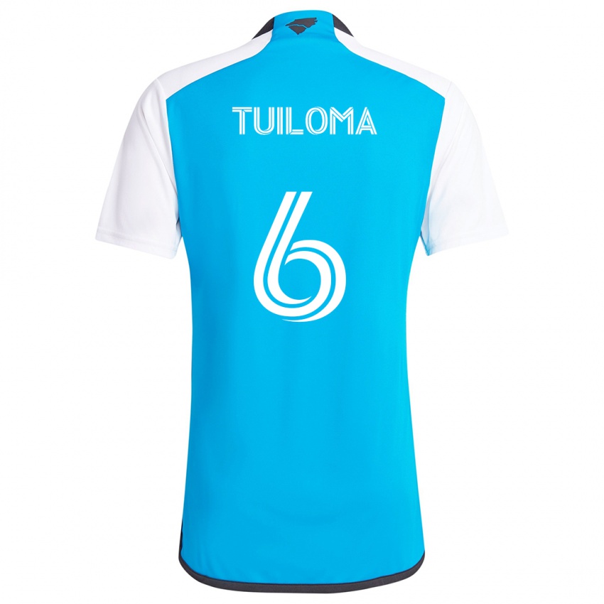 Niño Camiseta Bill Tuiloma #6 Azul Blanco 1ª Equipación 2024/25 La Camisa Chile