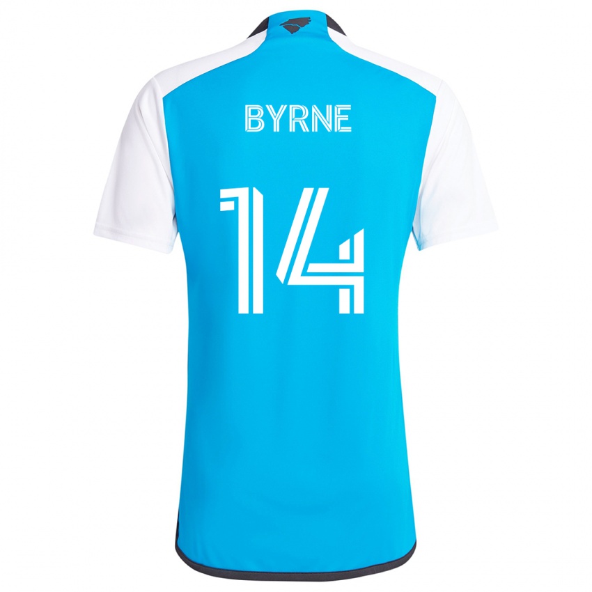 Niño Camiseta Nathan Byrne #14 Azul Blanco 1ª Equipación 2024/25 La Camisa Chile