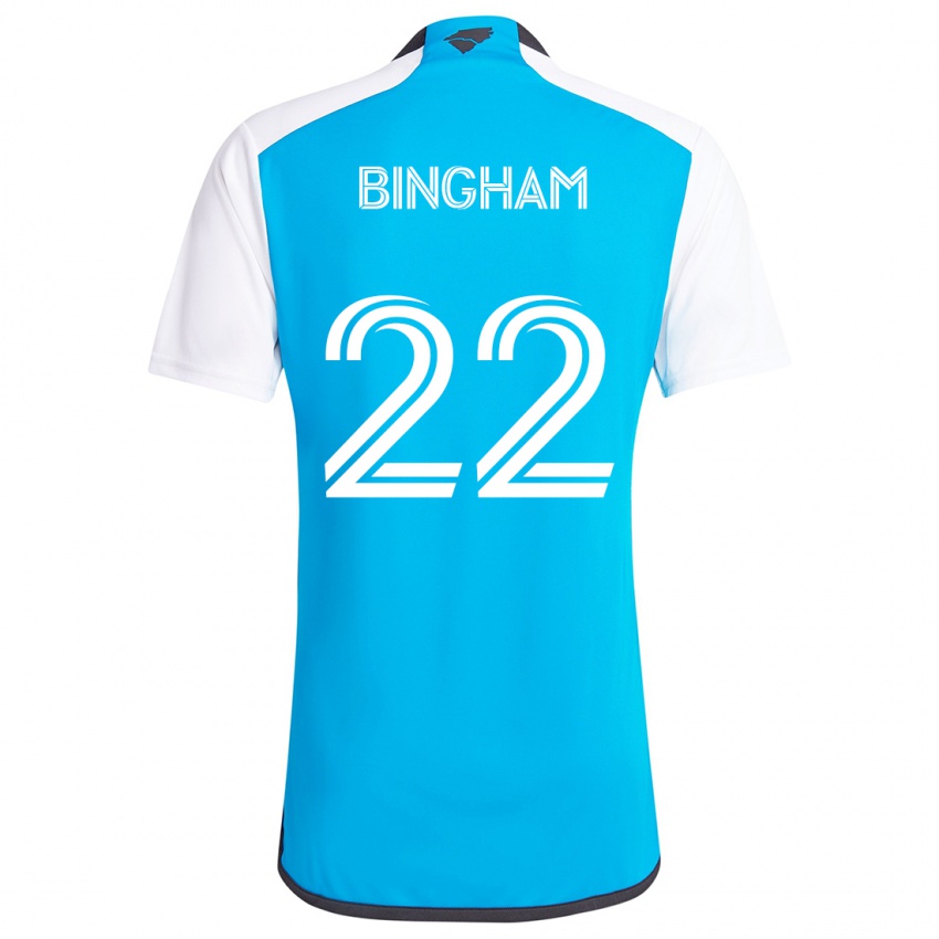 Niño Camiseta David Bingham #22 Azul Blanco 1ª Equipación 2024/25 La Camisa Chile