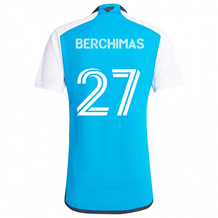 Niño Camiseta Nimfasha Berchimas #27 Azul Blanco 1ª Equipación 2024/25 La Camisa Chile