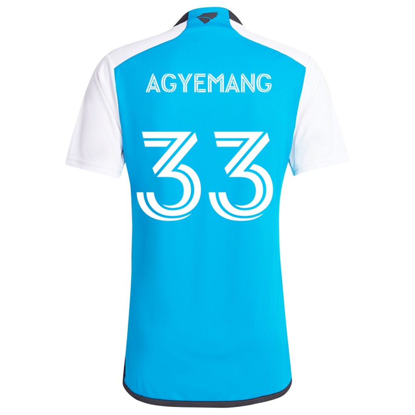 Niño Camiseta Patrick Agyemang #33 Azul Blanco 1ª Equipación 2024/25 La Camisa Chile