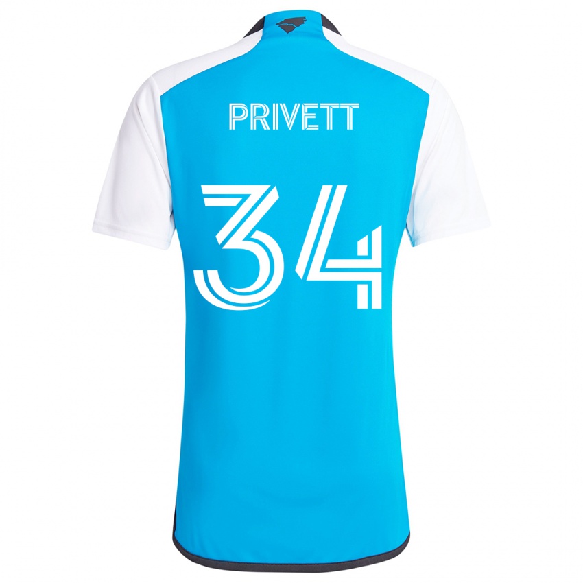 Niño Camiseta Andrew Privett #34 Azul Blanco 1ª Equipación 2024/25 La Camisa Chile