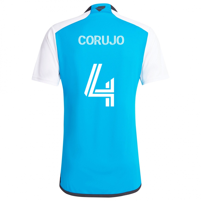 Niño Camiseta Guzmán Corujo #4 Azul Blanco 1ª Equipación 2024/25 La Camisa Chile