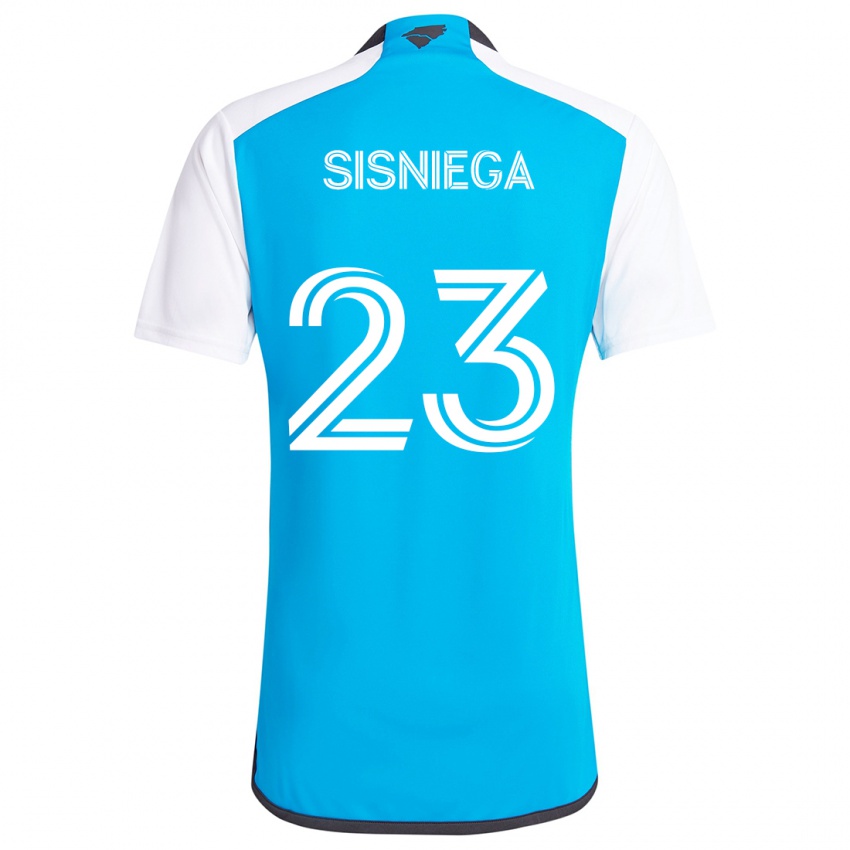 Niño Camiseta Pablo Sisniega #23 Azul Blanco 1ª Equipación 2024/25 La Camisa Chile