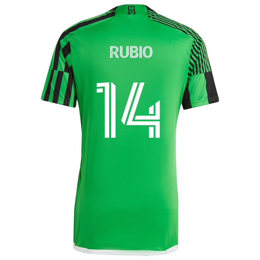 Niño Camiseta Diego Rubio #14 Verde Negro 1ª Equipación 2024/25 La Camisa Chile