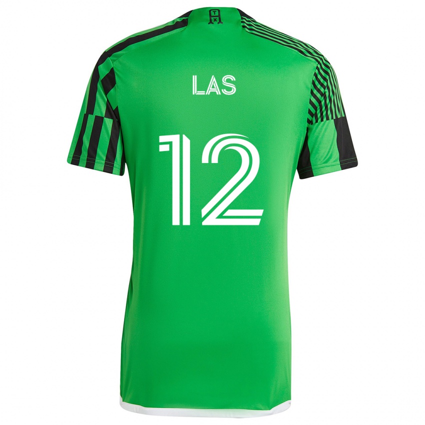 Niño Camiseta Damian Las #12 Verde Negro 1ª Equipación 2024/25 La Camisa Chile