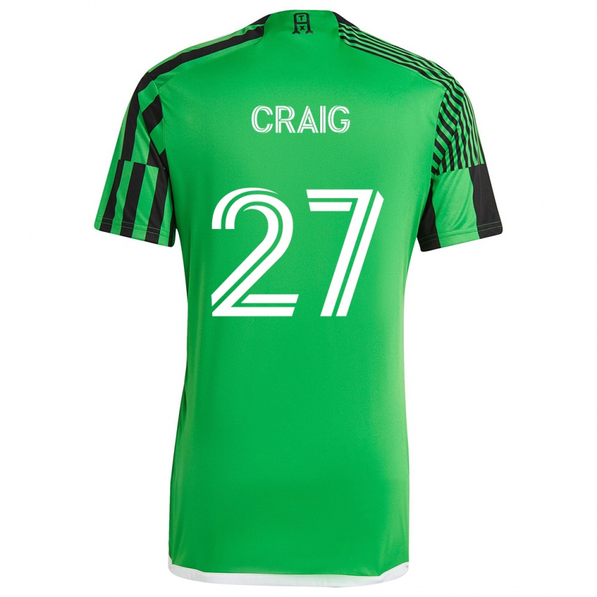 Niño Camiseta Brandan Craig #27 Verde Negro 1ª Equipación 2024/25 La Camisa Chile