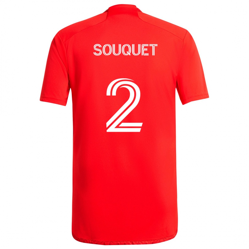 Niño Camiseta Arnaud Souquet #2 Rojo Blanco 1ª Equipación 2024/25 La Camisa Chile