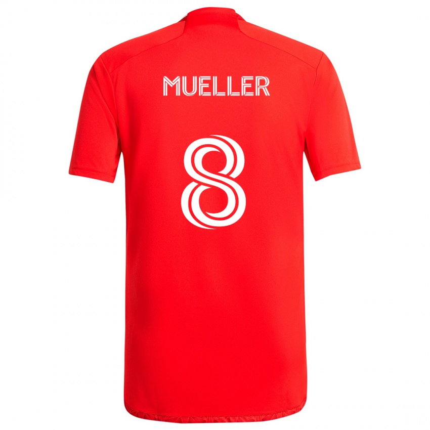 Niño Camiseta Chris Mueller #8 Rojo Blanco 1ª Equipación 2024/25 La Camisa Chile