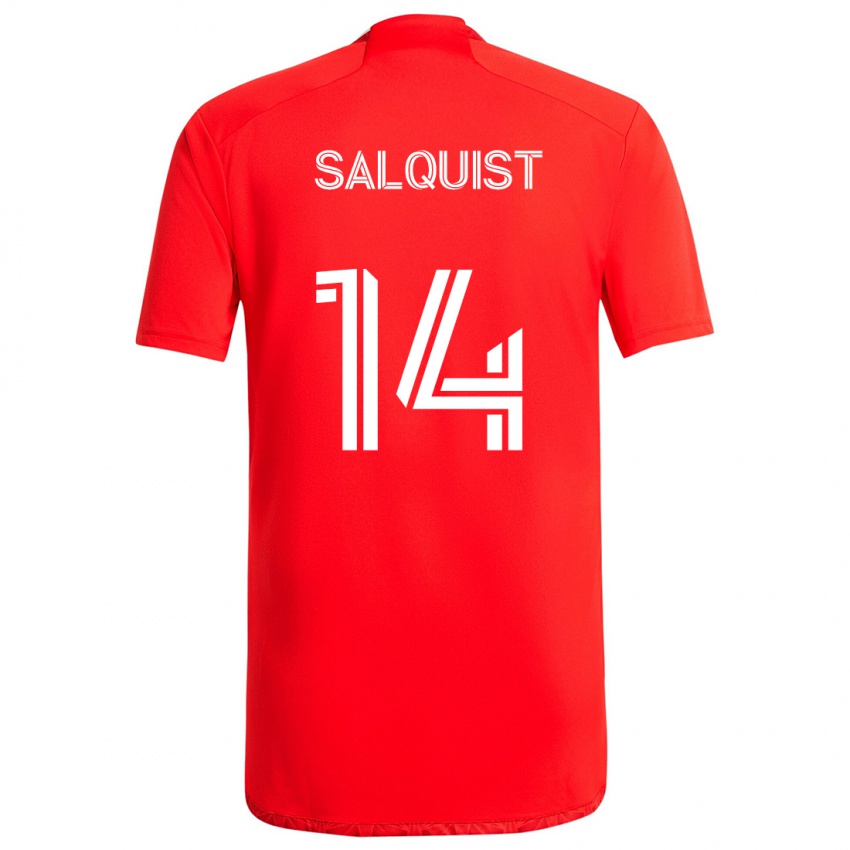 Niño Camiseta Tobias Salquist #14 Rojo Blanco 1ª Equipación 2024/25 La Camisa Chile