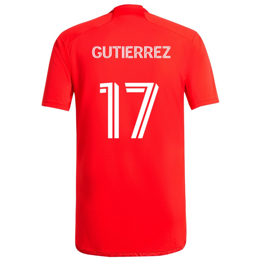 Niño Camiseta Brian Gutiérrez #17 Rojo Blanco 1ª Equipación 2024/25 La Camisa Chile