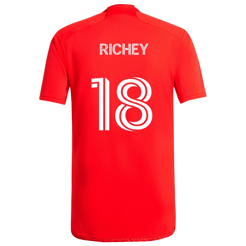 Niño Camiseta Spencer Richey #18 Rojo Blanco 1ª Equipación 2024/25 La Camisa Chile