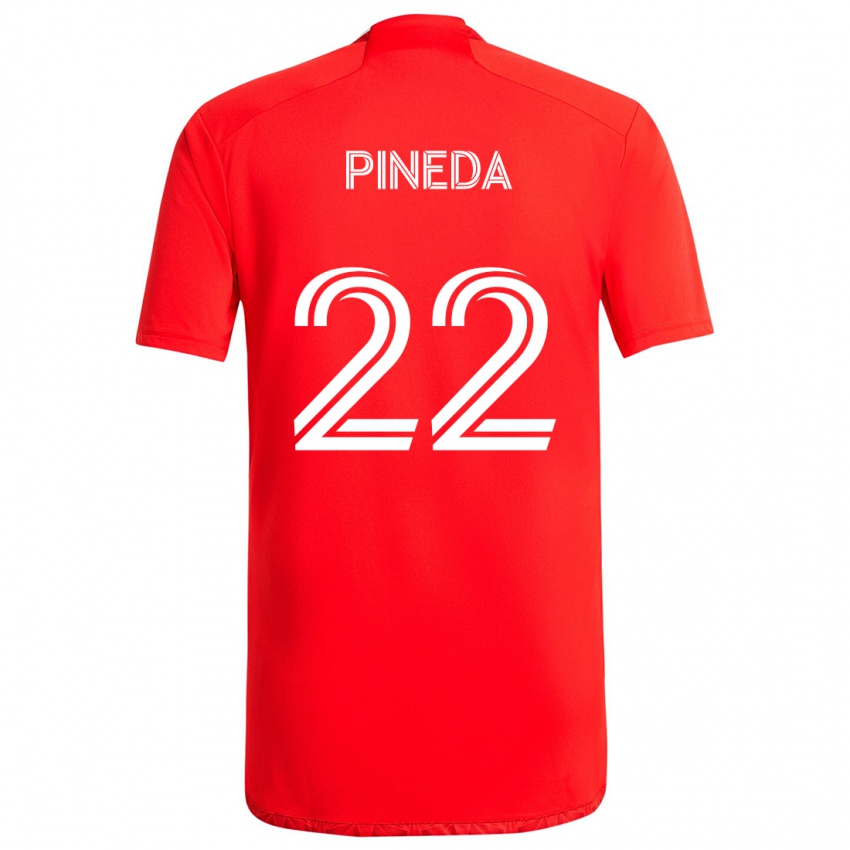 Niño Camiseta Mauricio Pineda #22 Rojo Blanco 1ª Equipación 2024/25 La Camisa Chile