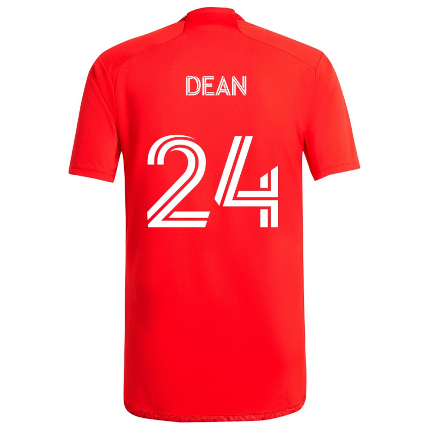 Niño Camiseta Jonathan Dean #24 Rojo Blanco 1ª Equipación 2024/25 La Camisa Chile