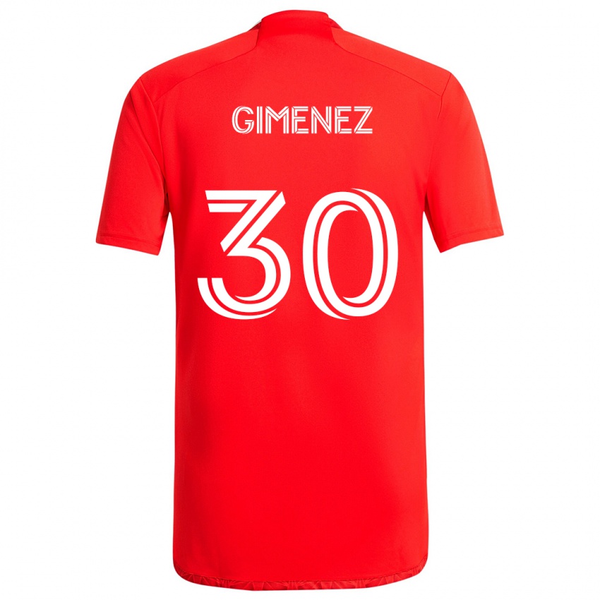 Niño Camiseta Gastón Giménez #30 Rojo Blanco 1ª Equipación 2024/25 La Camisa Chile