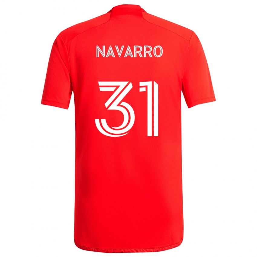 Niño Camiseta Federico Navarro #31 Rojo Blanco 1ª Equipación 2024/25 La Camisa Chile