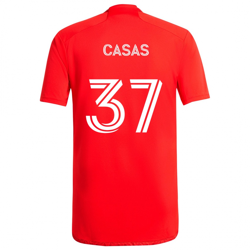 Niño Camiseta Javier Casas #37 Rojo Blanco 1ª Equipación 2024/25 La Camisa Chile