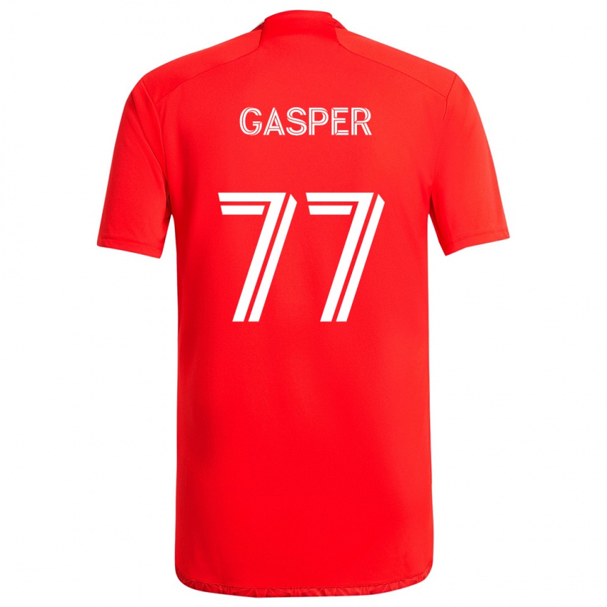 Niño Camiseta Chase Gasper #77 Rojo Blanco 1ª Equipación 2024/25 La Camisa Chile