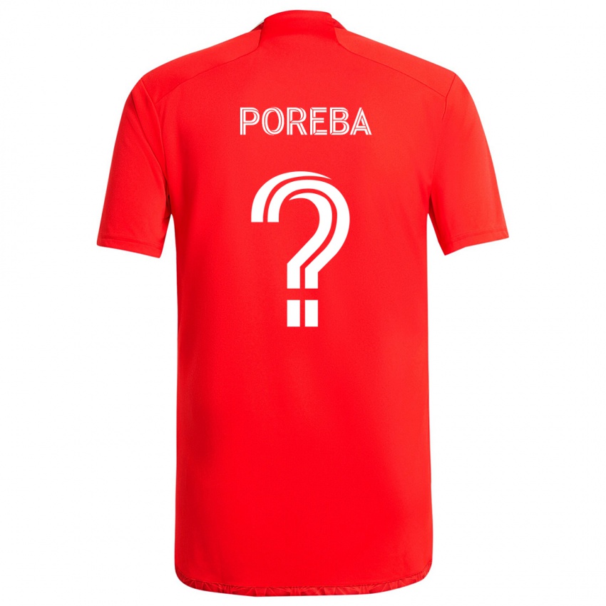 Niño Camiseta David Poreba #0 Rojo Blanco 1ª Equipación 2024/25 La Camisa Chile