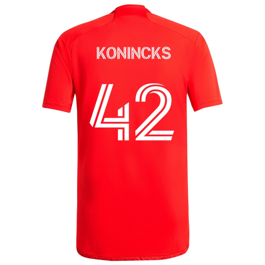 Niño Camiseta Diego Konincks #42 Rojo Blanco 1ª Equipación 2024/25 La Camisa Chile