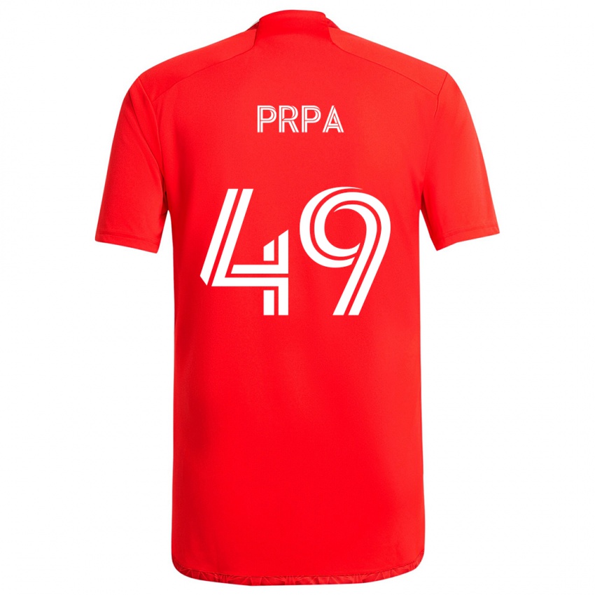 Niño Camiseta Luka Prpa #49 Rojo Blanco 1ª Equipación 2024/25 La Camisa Chile