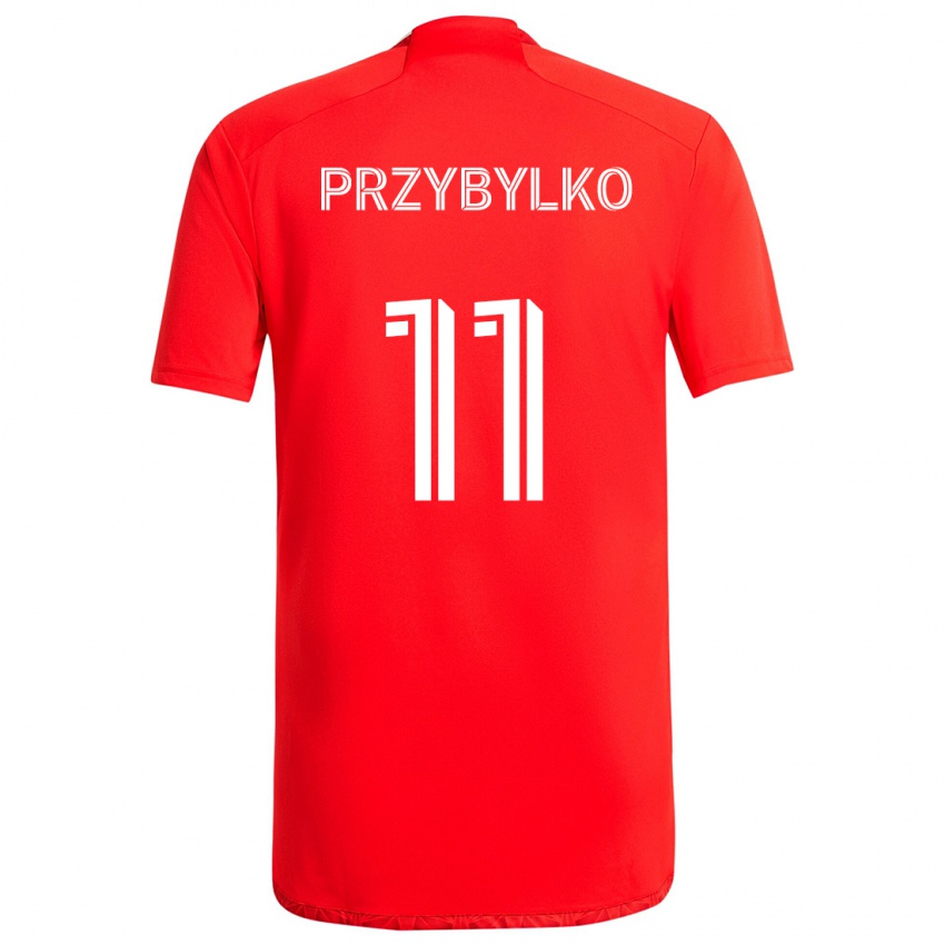 Niño Camiseta Kacper Przybylko #11 Rojo Blanco 1ª Equipación 2024/25 La Camisa Chile