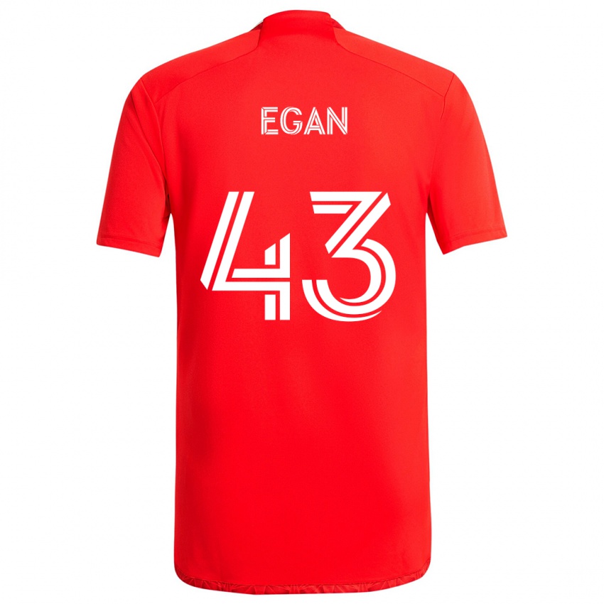 Niño Camiseta Noah Egan #43 Rojo Blanco 1ª Equipación 2024/25 La Camisa Chile