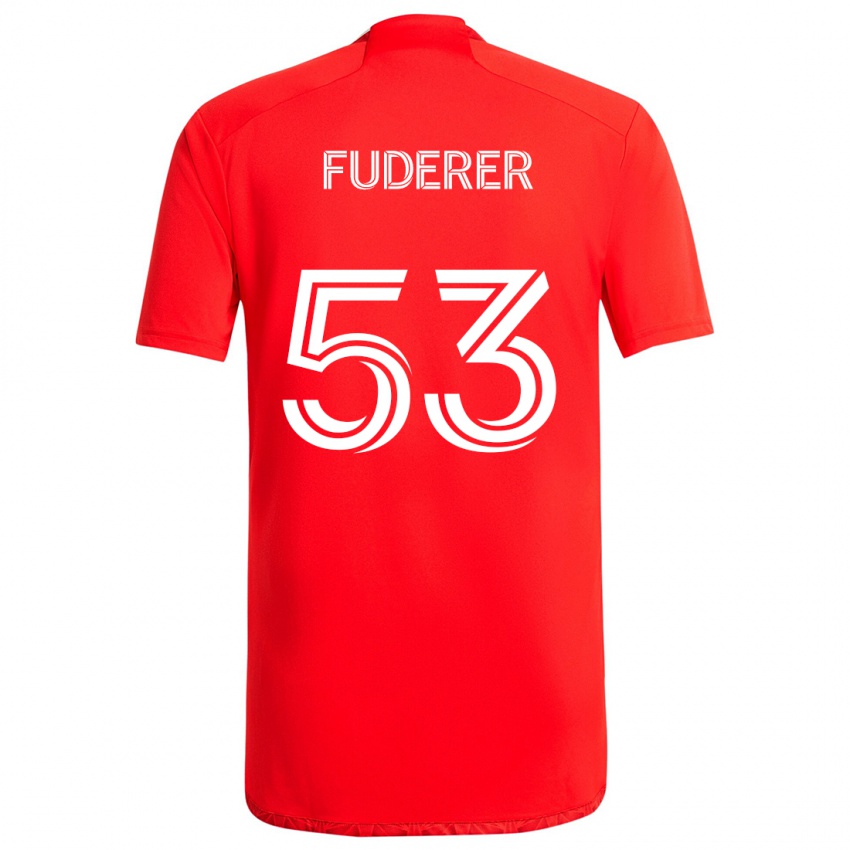 Niño Camiseta Jake Fuderer #53 Rojo Blanco 1ª Equipación 2024/25 La Camisa Chile