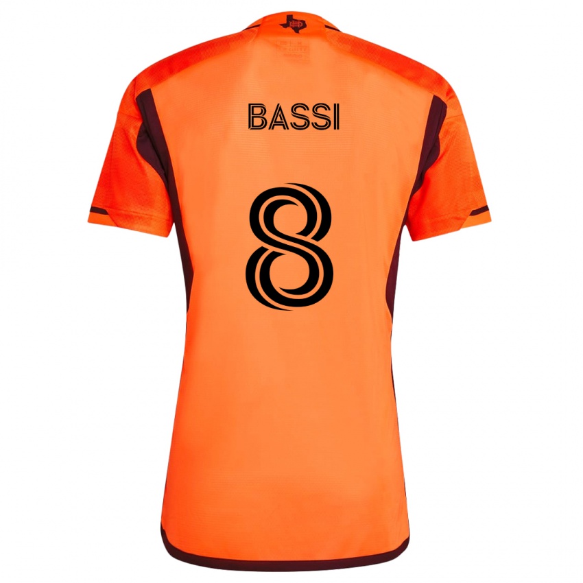 Niño Camiseta Amine Bassi #8 Naranja Negro 1ª Equipación 2024/25 La Camisa Chile