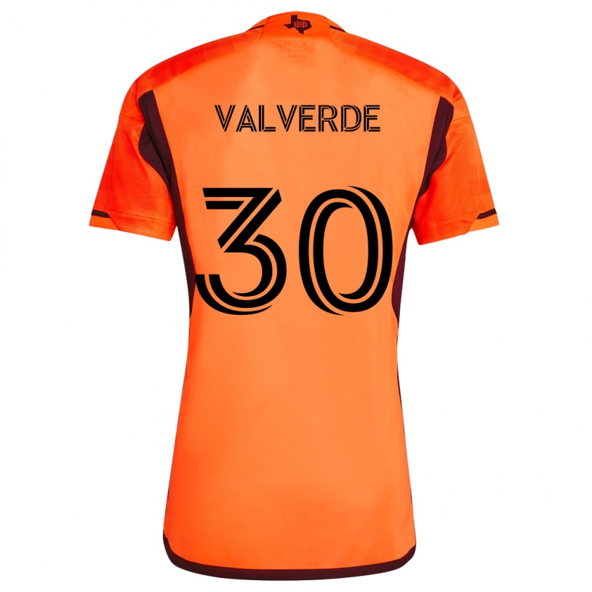 Niño Camiseta Jefferson Valverde #30 Naranja Negro 1ª Equipación 2024/25 La Camisa Chile