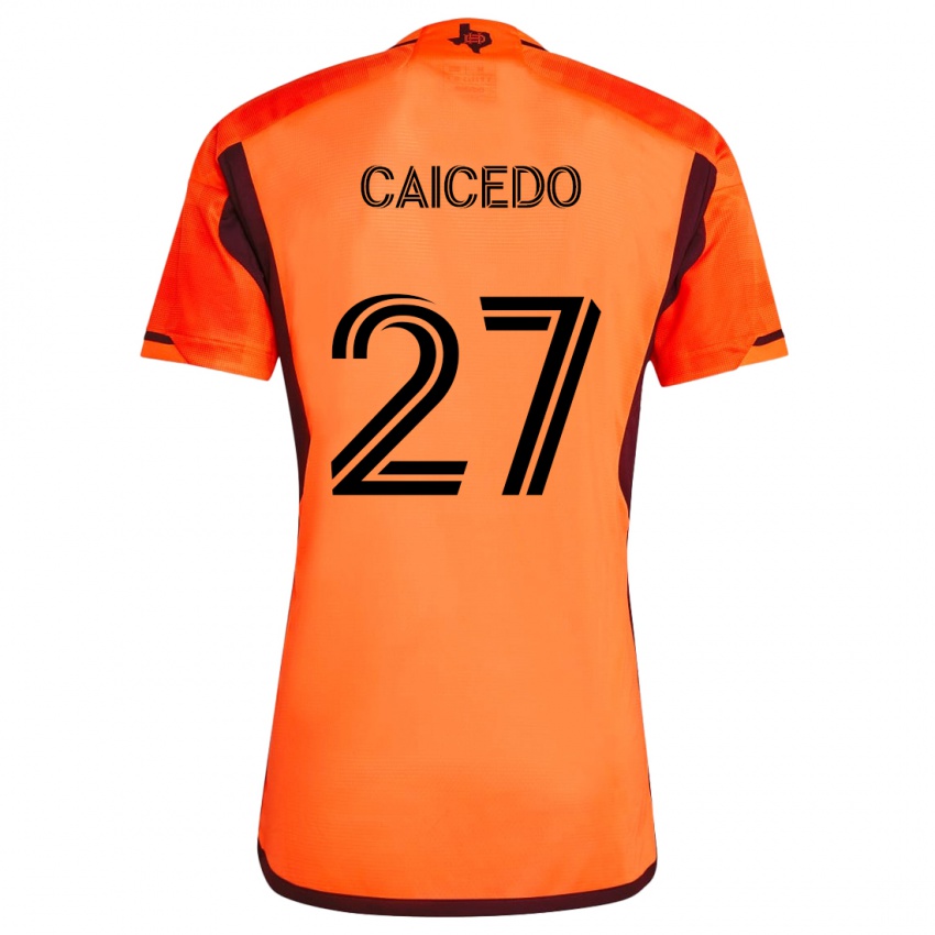 Niño Camiseta Luis Caicedo #27 Naranja Negro 1ª Equipación 2024/25 La Camisa Chile